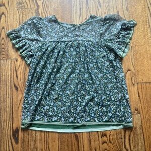 Green Floral Blouse